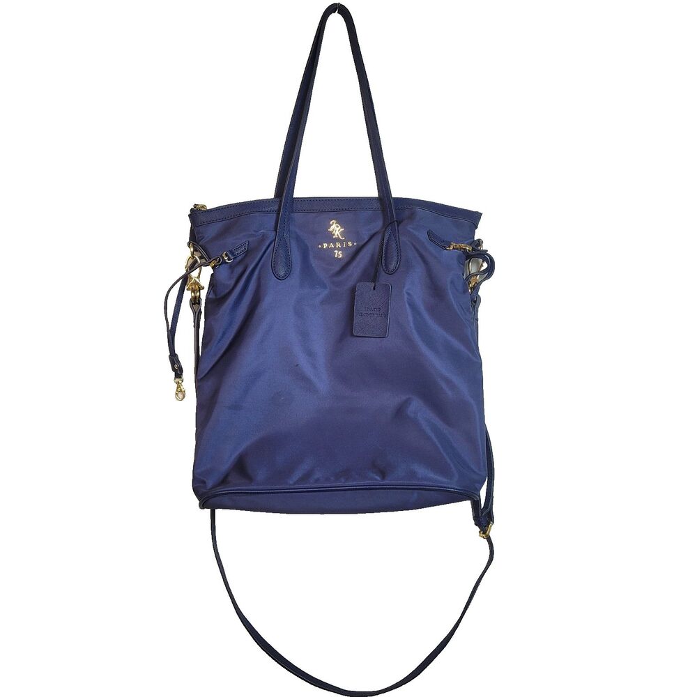 JPK PARIS 75 Shoulder BAG PURSE 12”H Blue Leather Straps Gold Hardware READ